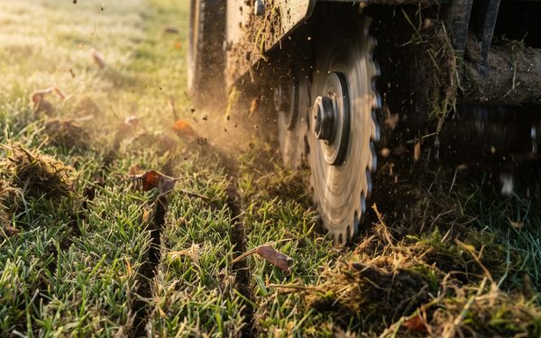 Ножі скарифікатора прорізають дернину і піднімають шар повсті